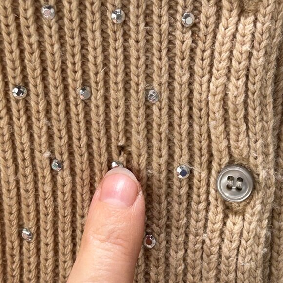 Wool Cashmere Ribbed Knit Cardigan Sweater Quiet Luxury Minimalist Ann Taylor, M - Picture 15 of 15